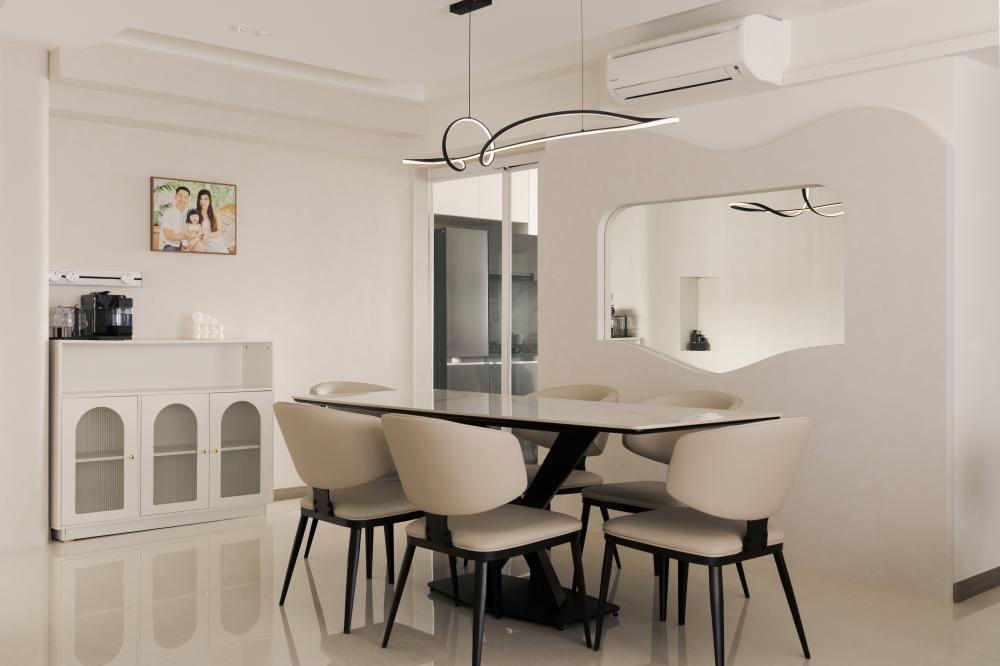 Modern Dining Room with Dining Table and Lighting