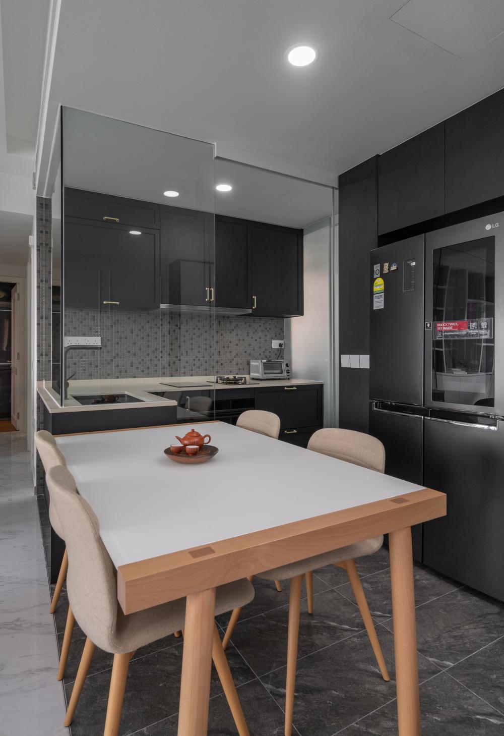 Modern Dining Room with Ceiling Light and Dining Table