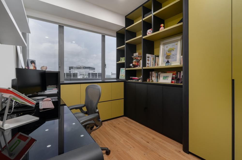 Modern Study with Bookshelf and Desk