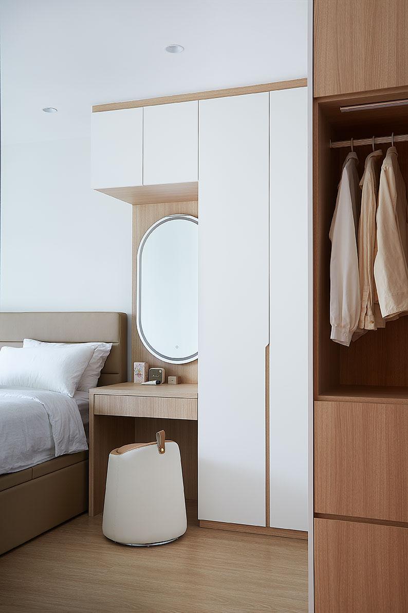 Scandinavian Bedroom with Mirror and Wardrobe