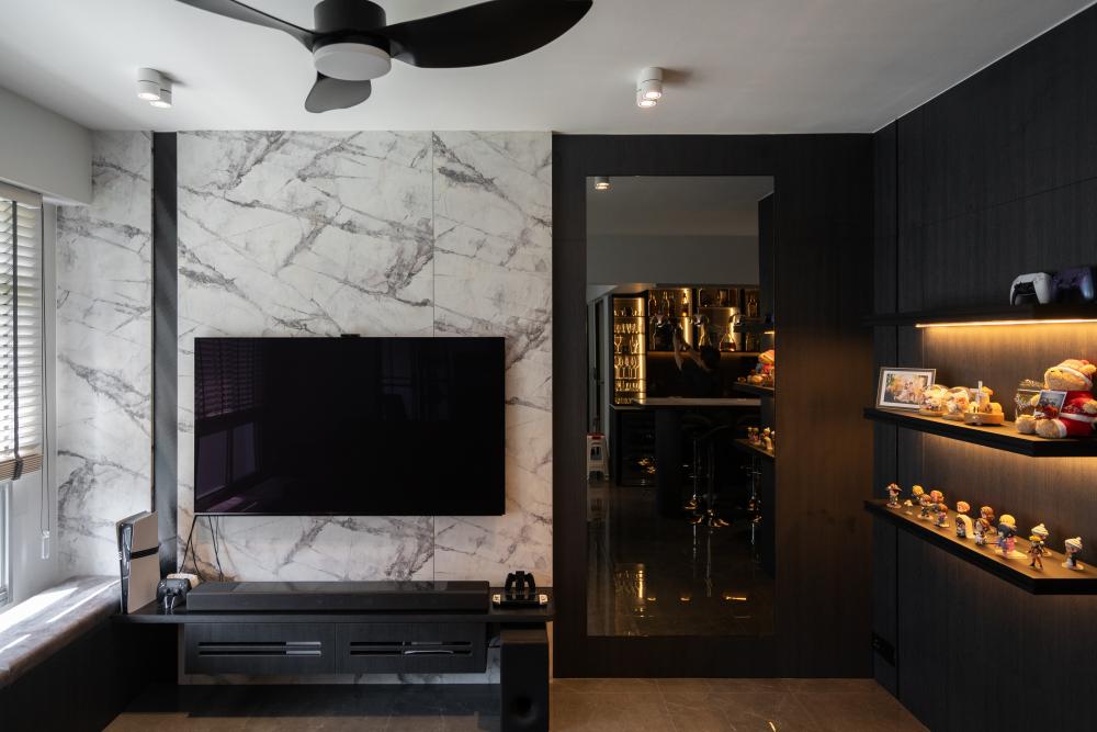 Modern Living Room with TV Console and Feature Wall