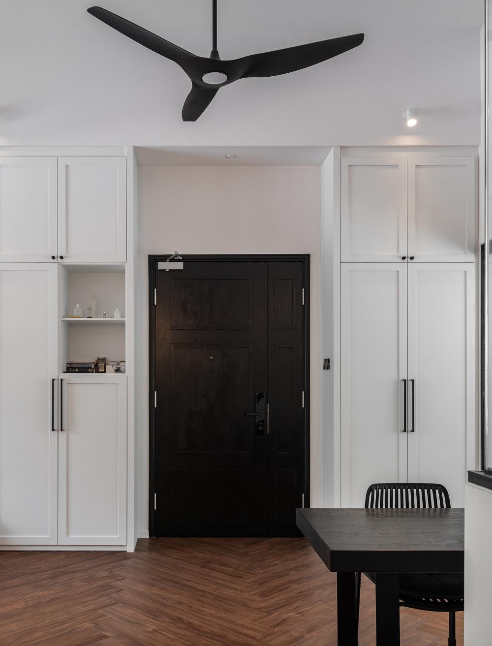 Modern Entryway with Shoe Cabinets and Doors