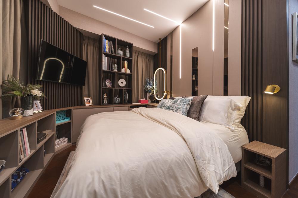 Modern Bedroom with Side Table and Bed