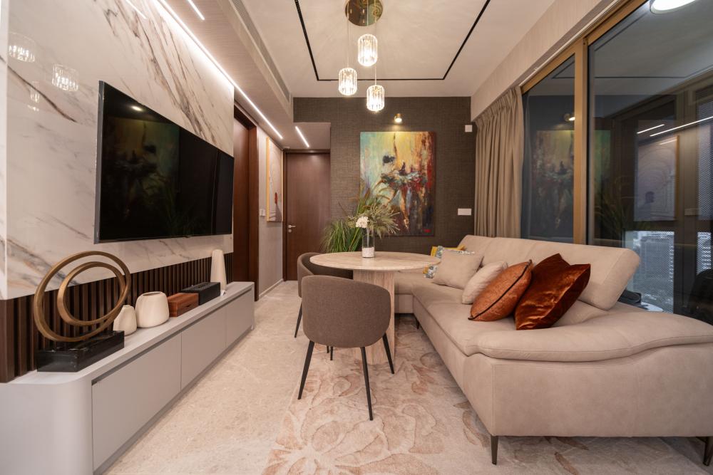 Modern Living Room with Feature Wall and Sofa