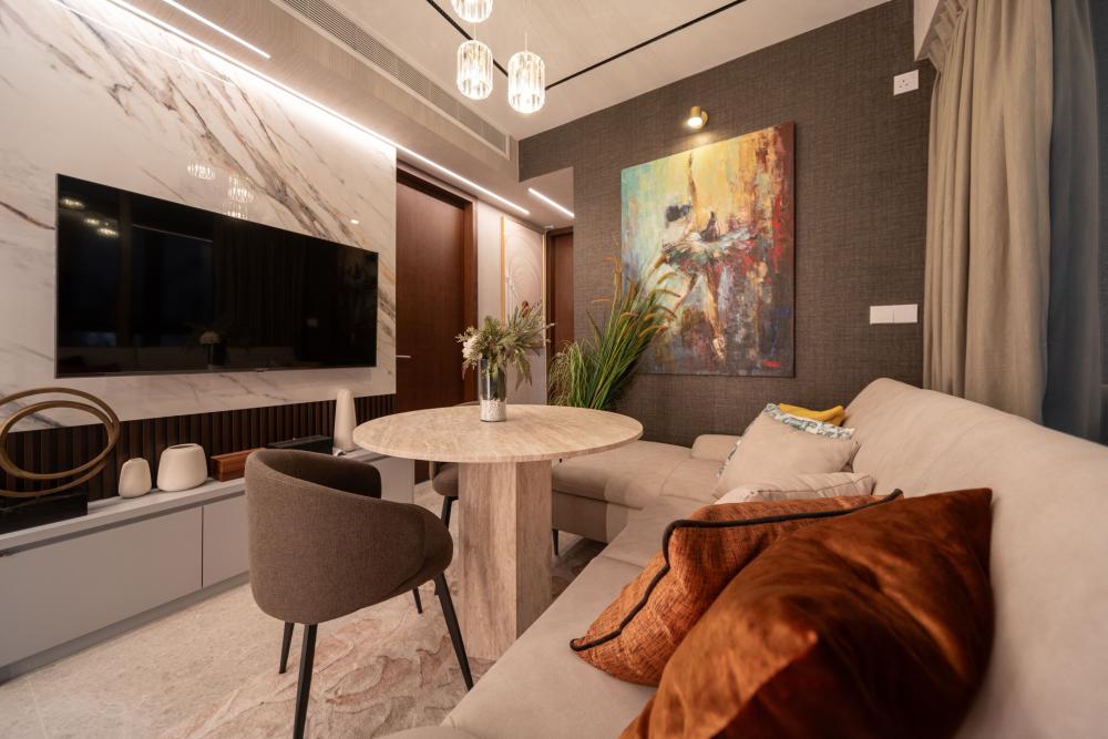 Modern Living Room with Sofa and Paintings