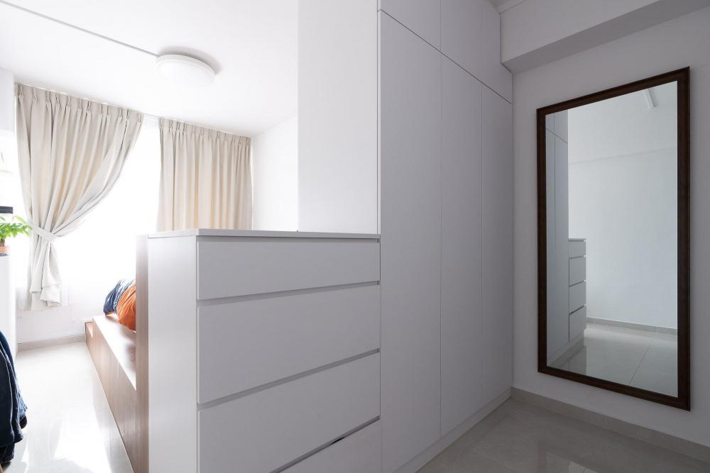 Modern Bedroom with Mirror and Wardrobe