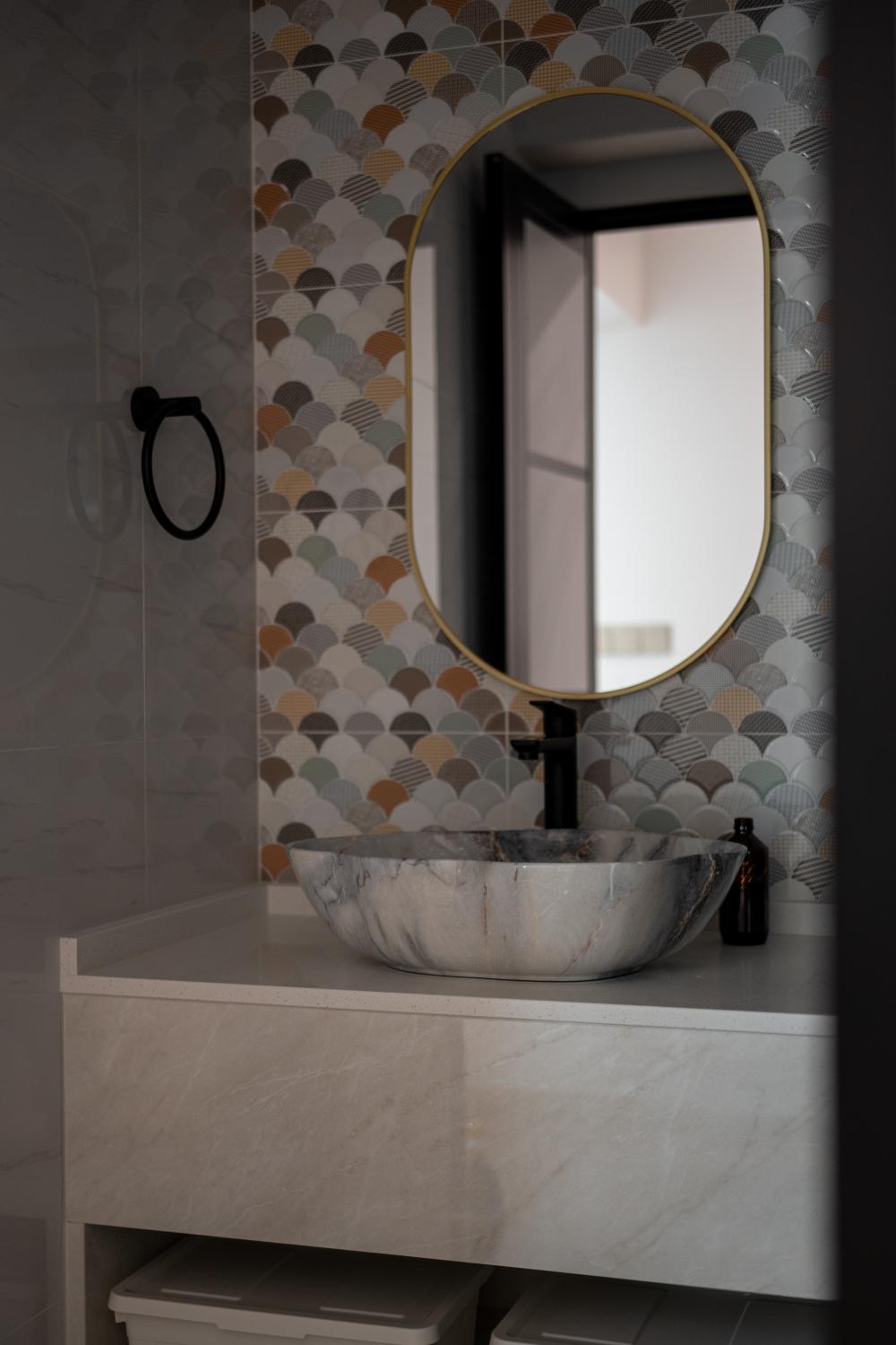 Country Bathroom with Mirror and Bathroom Storage