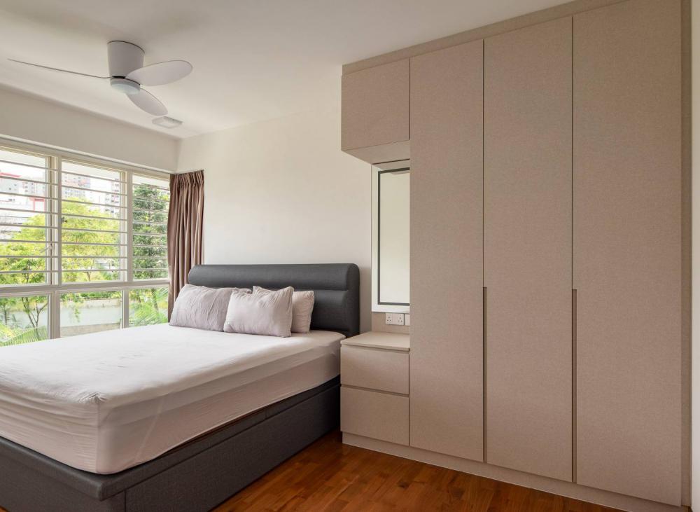Modern Bedroom with Bedside Table and Bed