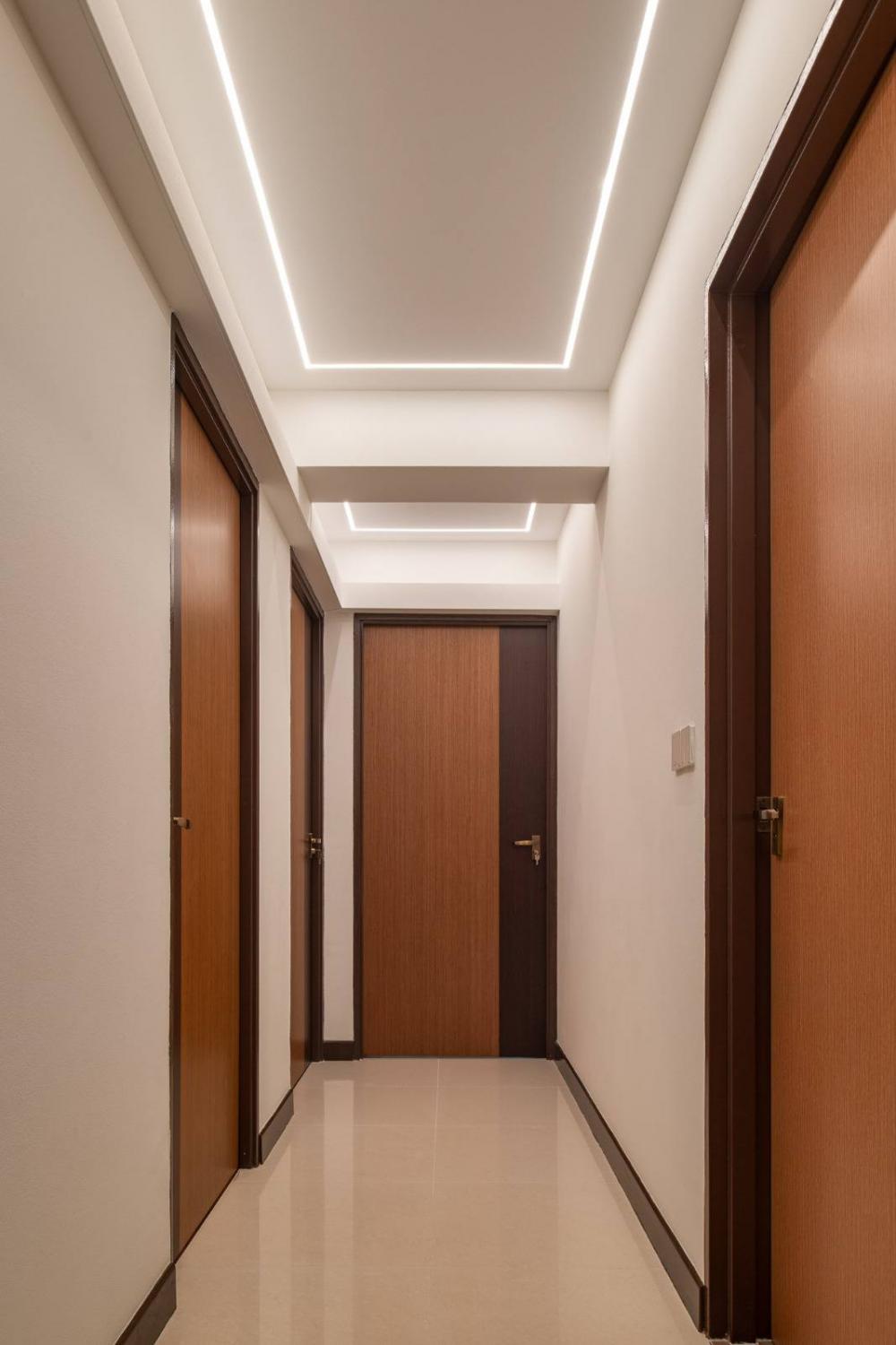 Modern Hallway with Ceiling Light and Lighting