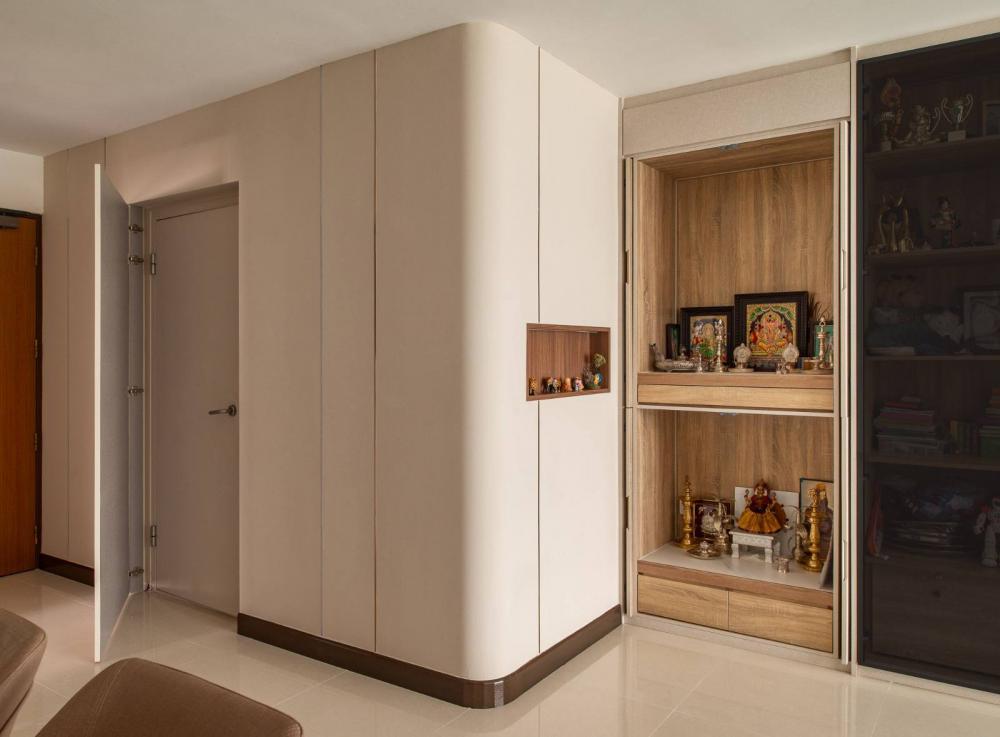 Modern Living Room with Bookshelf and Display Cabinets
