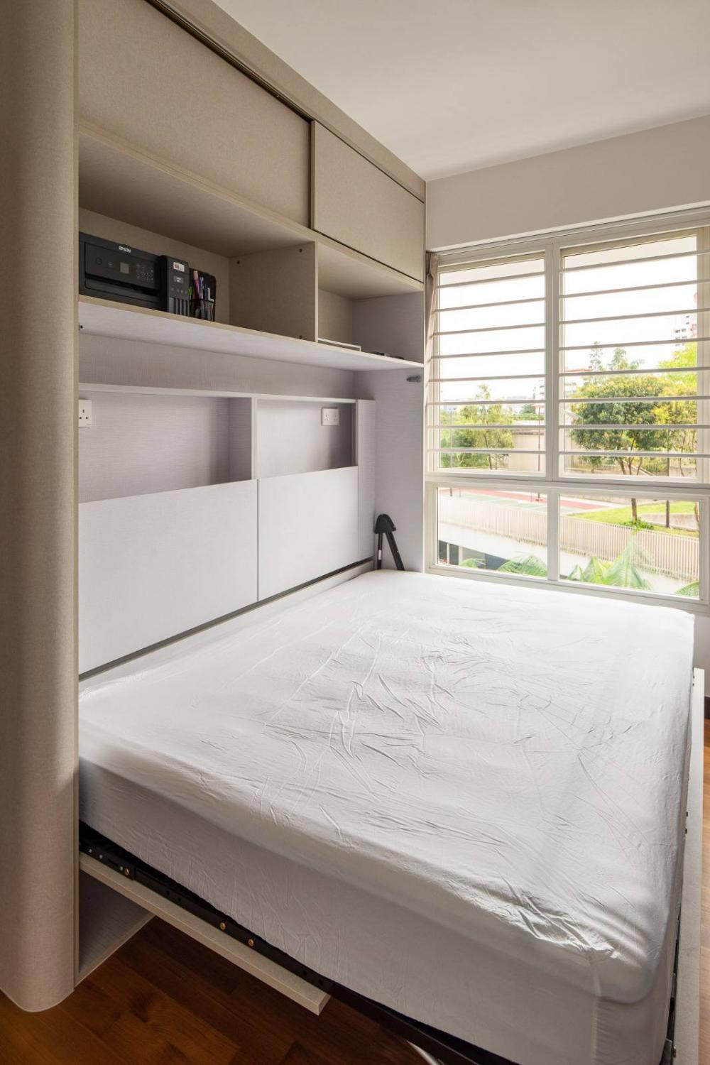 Modern Bedroom with Bed and Blinds
