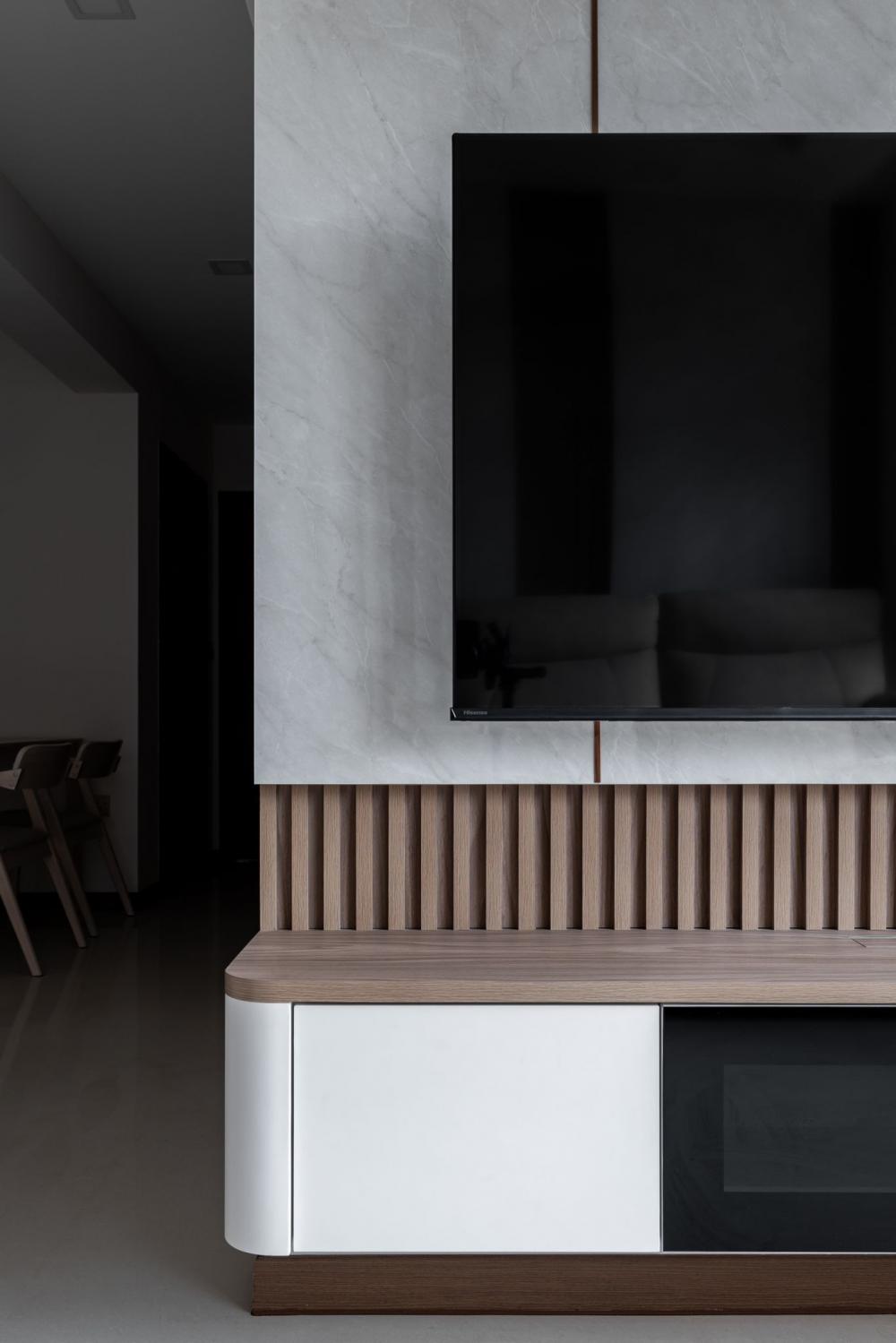 Modern Living Room with TV Console and Feature Wall