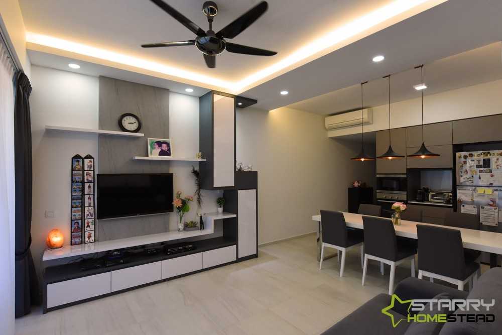Modern Living Room with Vinyl Flooring and TV Console