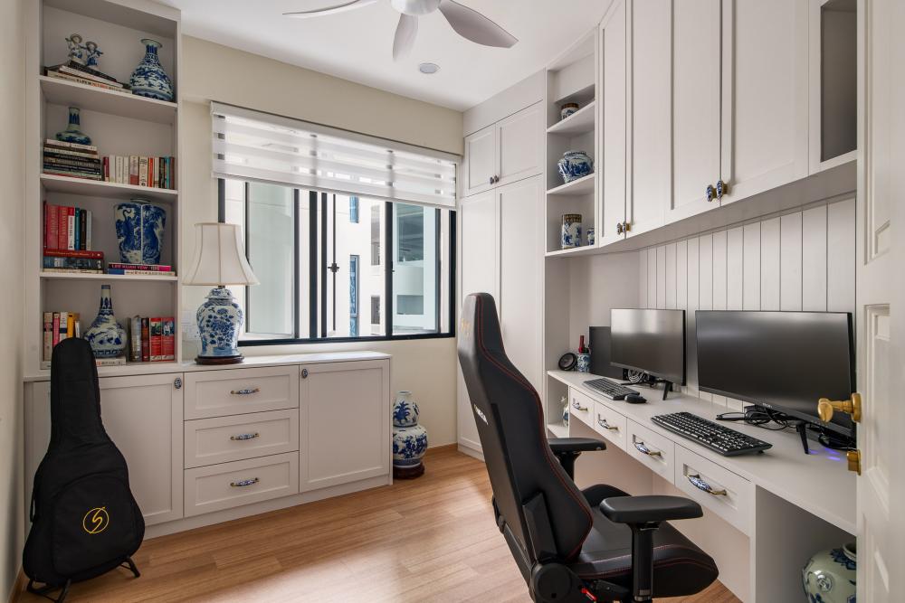 Vintage Study with Display Cabinets and Computer