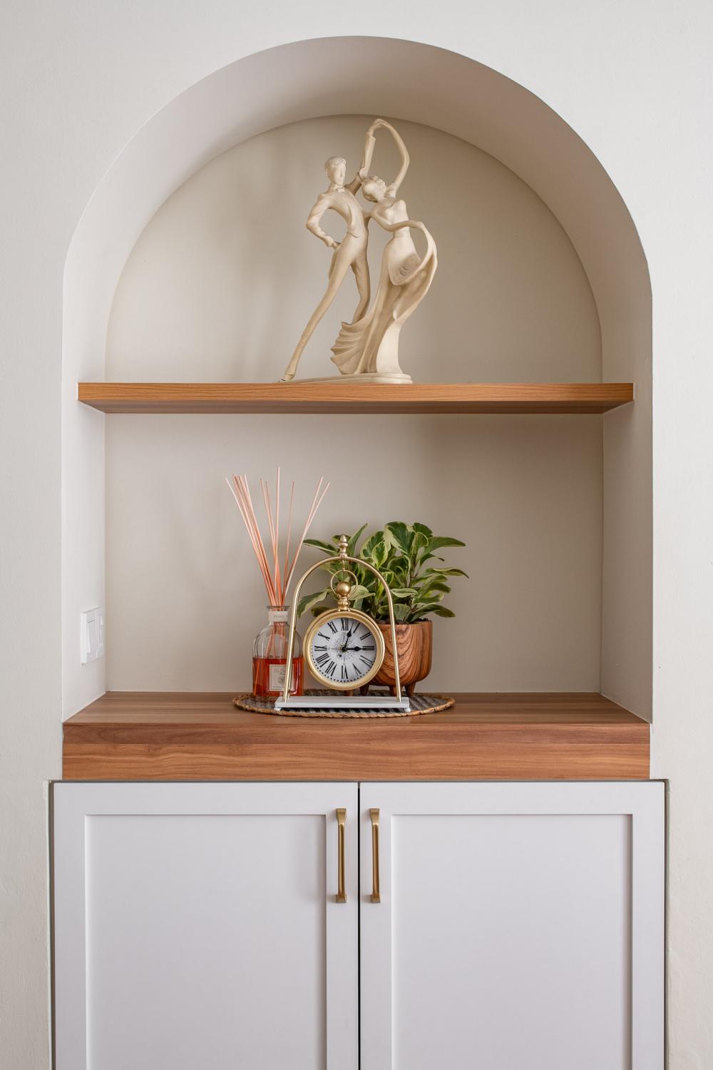Vintage Living Room with Bookshelf and Display Cabinets