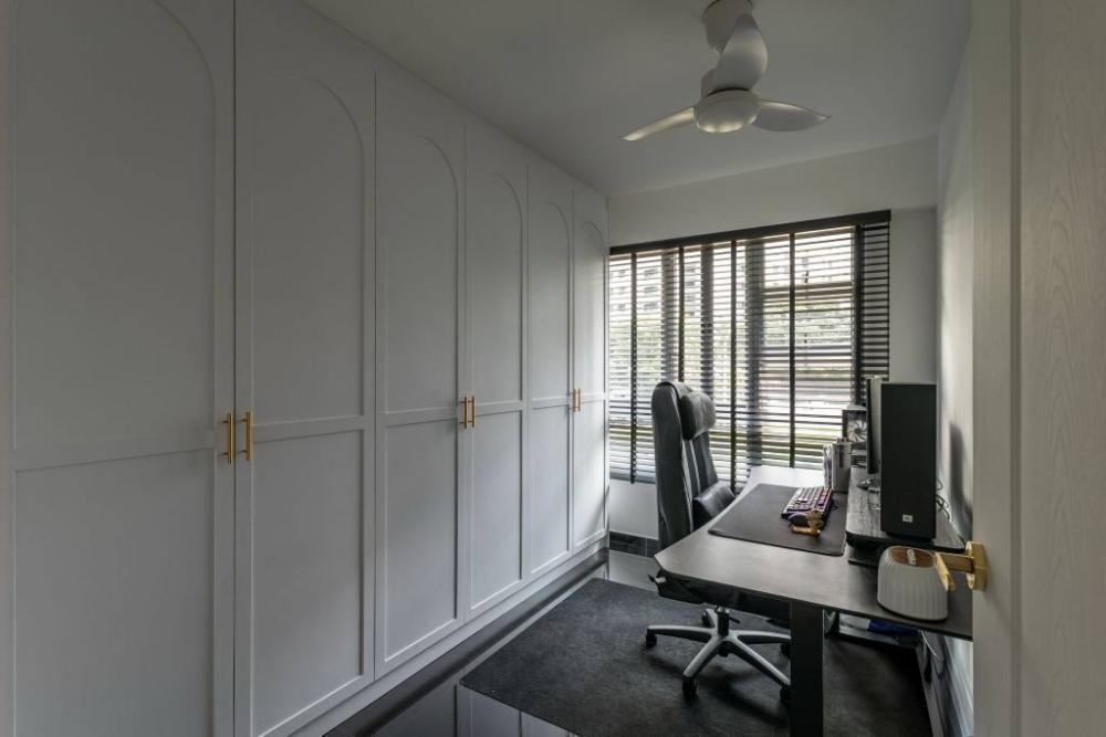 Modern Study with Desk and Storage Cabinets