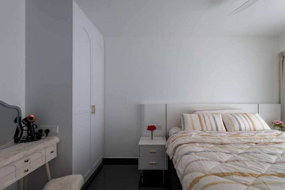 Modern Bedroom with Wardrobe and Bedside Table