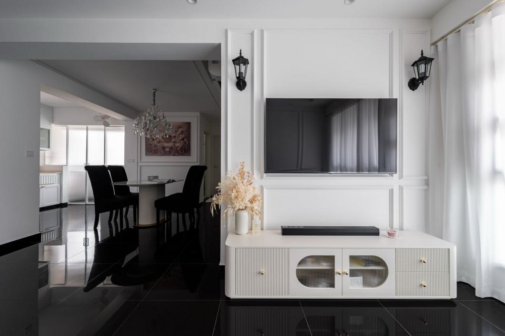 Modern Living Room with Feature Wall and TV