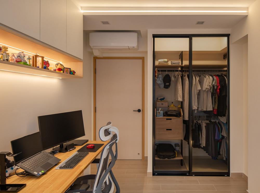 Scandinavian Study with Wardrobe and Display Cabinets