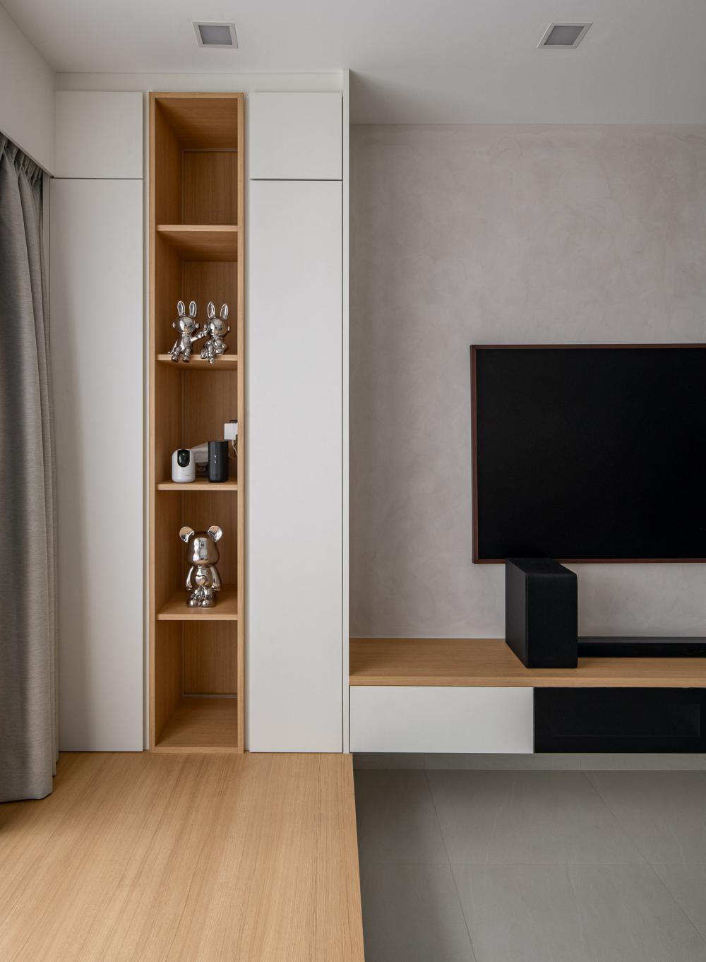 Scandinavian Living Room with TV Console and Display Cabinets