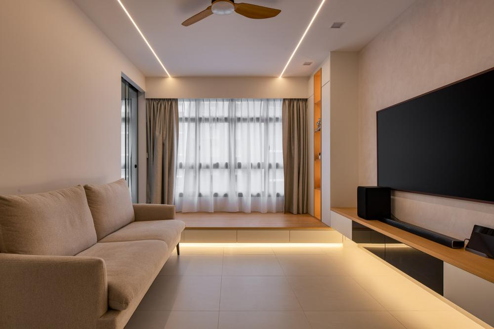 Scandinavian Living Room with Sofa and TV