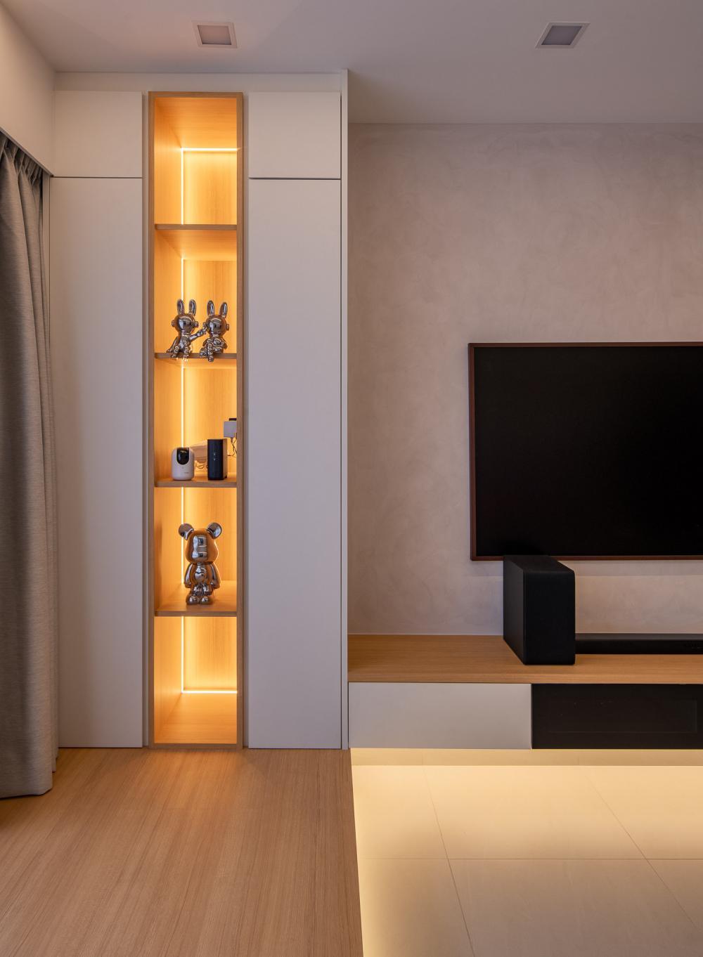 Scandinavian Living Room with TV Console and TV