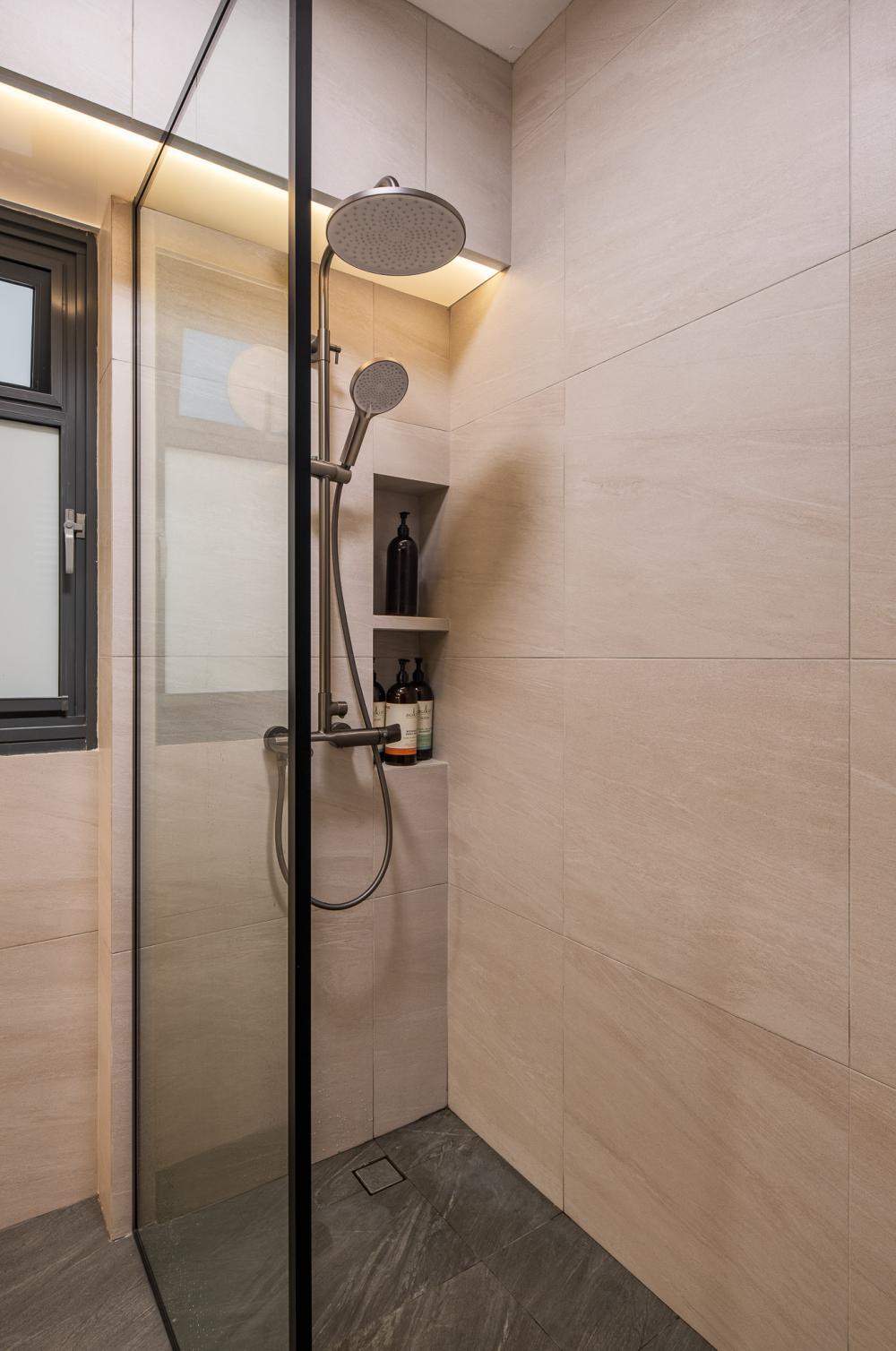 Scandinavian Bathroom with Shower Screen and Rainshower