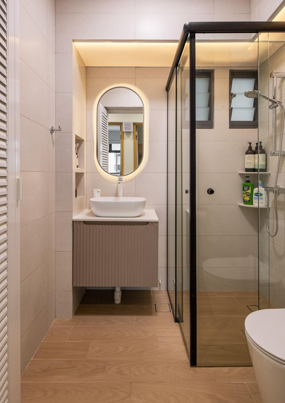 Scandinavian Bathroom with Mirror and Bathroom Accessories