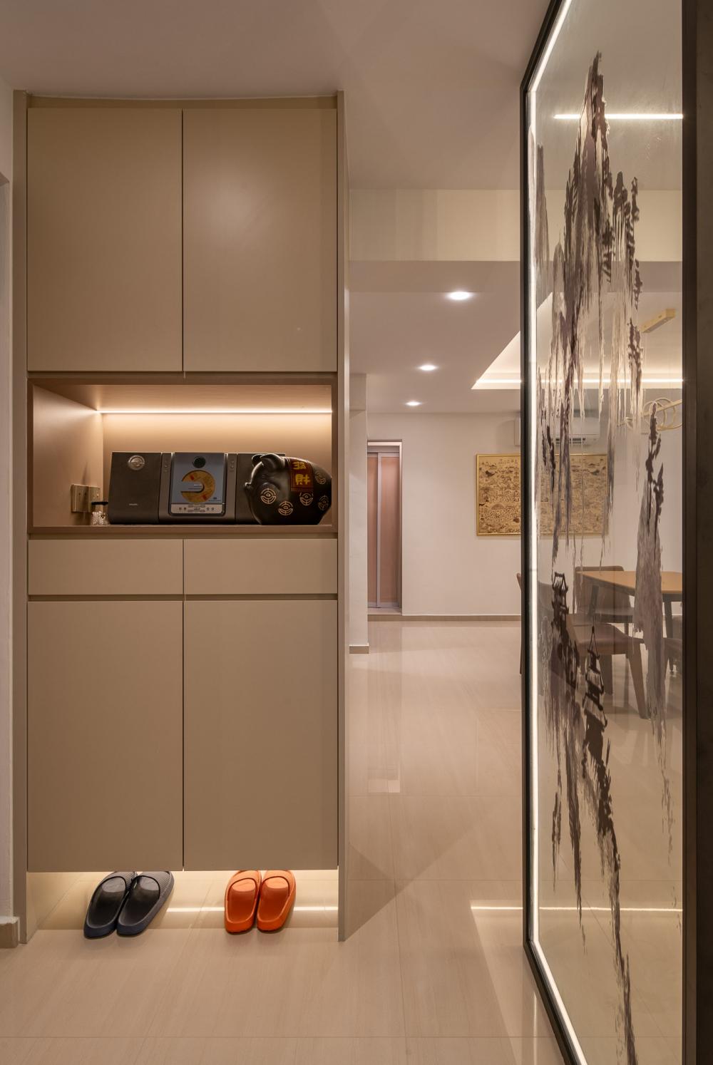 Modern Entryway with Display Cabinets and Shoe Cabinets