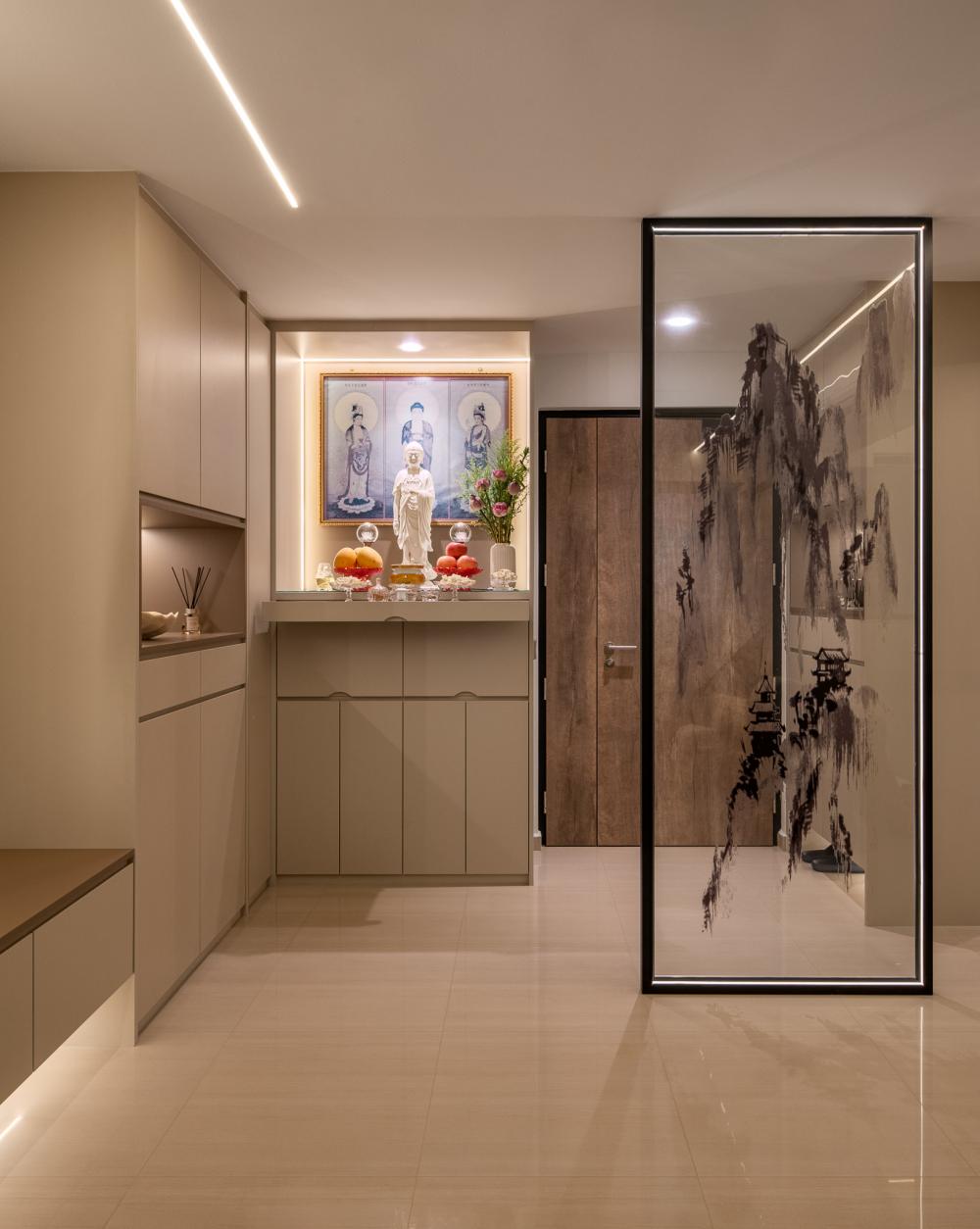 Modern Entryway with Storage Cabinets and Display Cabinets