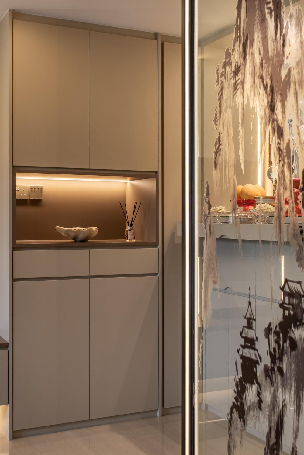 Modern Entryway with Storage Cabinets and Display Cabinets