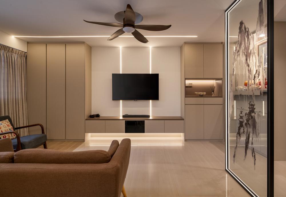 Modern Living Room with TV Console and Sofa