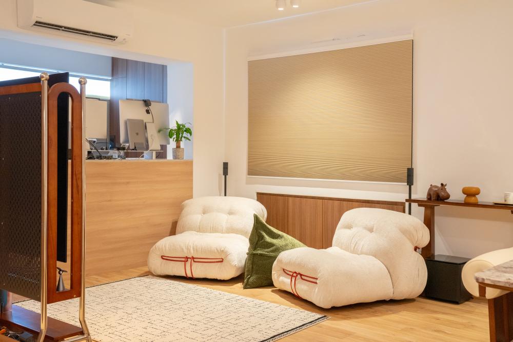 Scandinavian Living Room with TV Console and Sofa