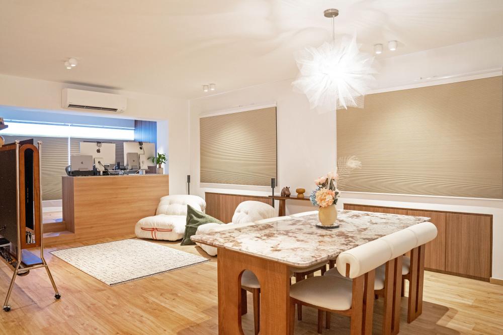 Scandinavian Living Room with Vinyl Flooring and Wood Flooring