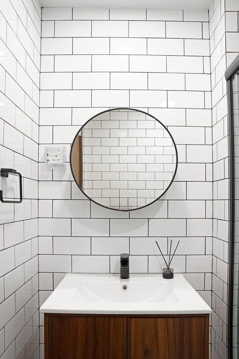 Scandinavian Bathroom with Mirror and Makeup mirror