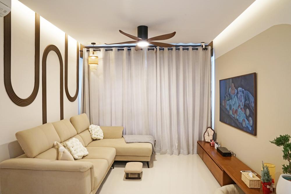 Scandinavian Living Room with TV Console and Sofa