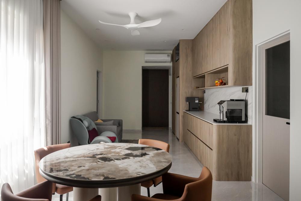 Modern Pantry with Kitchen Island and Console Table