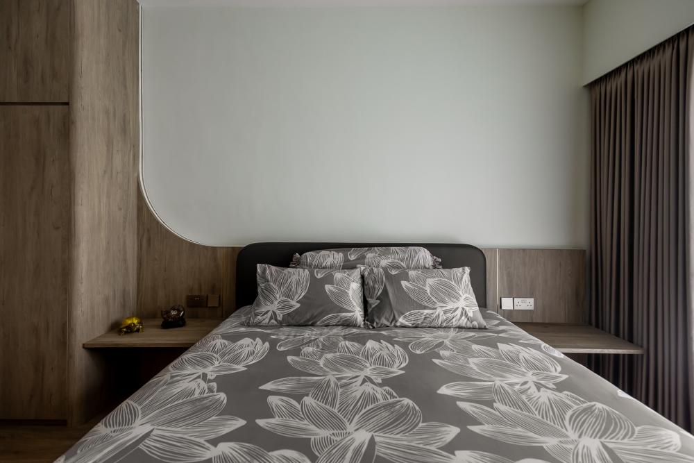 Modern Bedroom with Wood Flooring and Cove Lighting