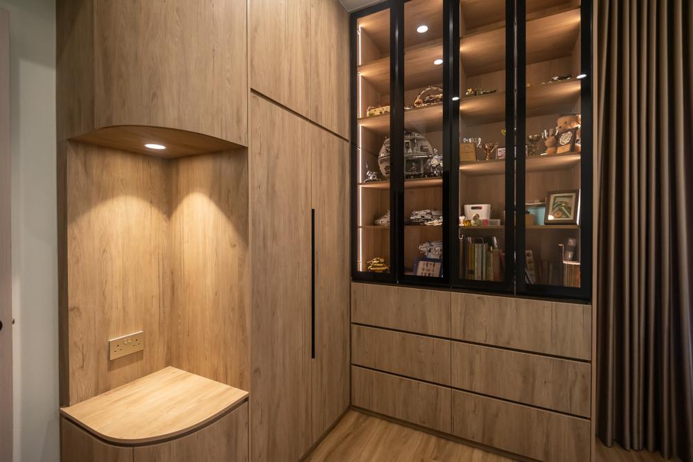 Modern Bedroom with Cement Floor and Granite Floor