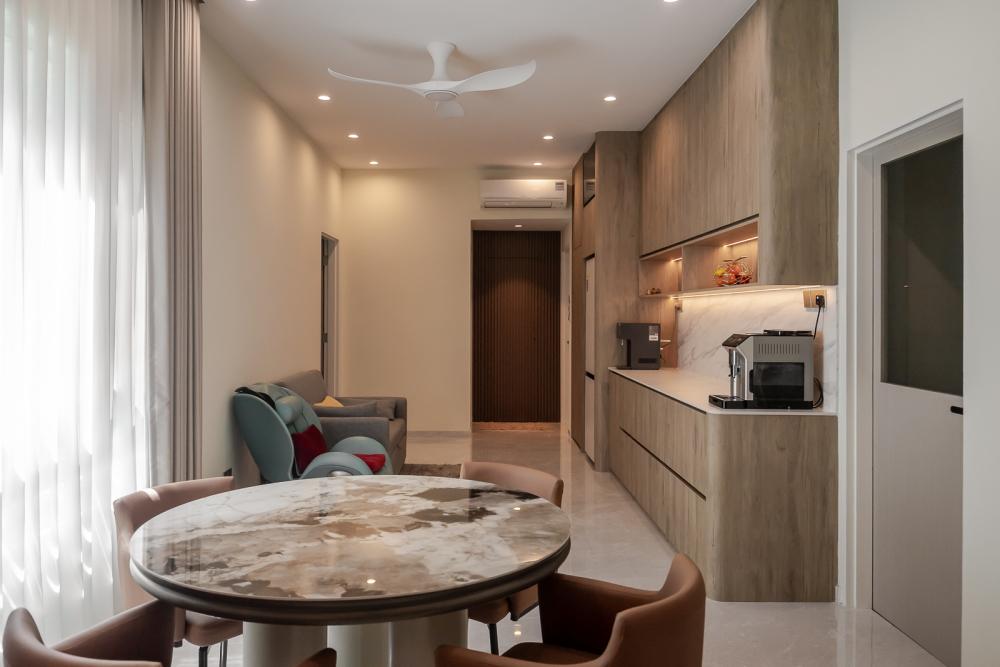 Modern Pantry with Console Table and Drinkware