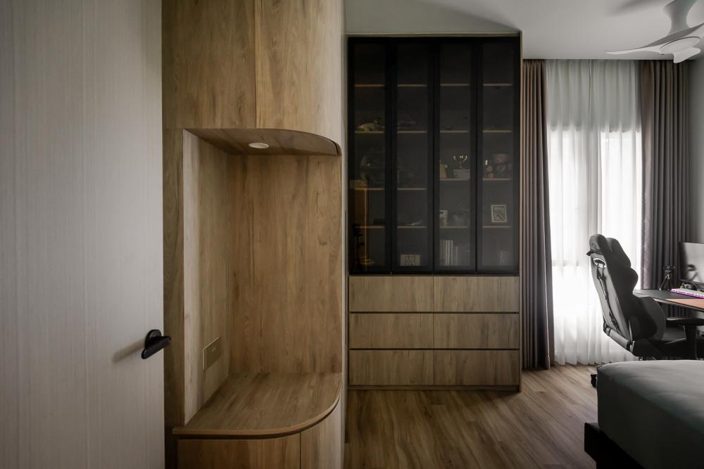 Modern Bedroom with Cement Floor and Granite Floor