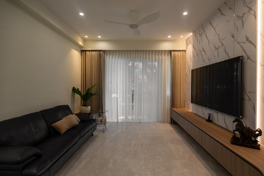 Modern Living Room with Granite Floor and Marble Floor