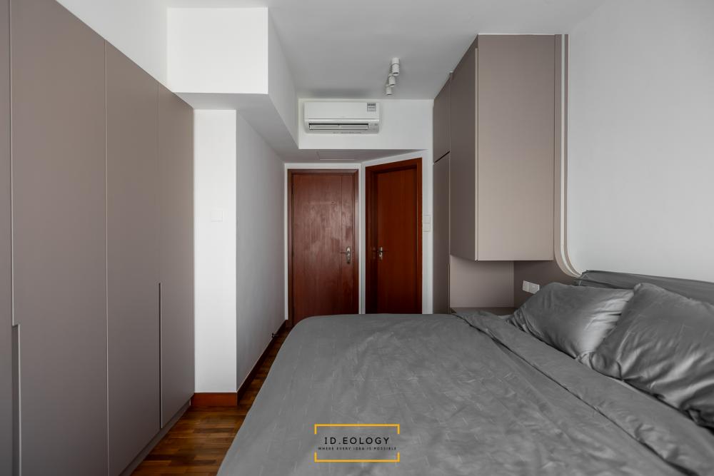 Contemporary Bedroom with Drop Ceiling and Ceiling Light