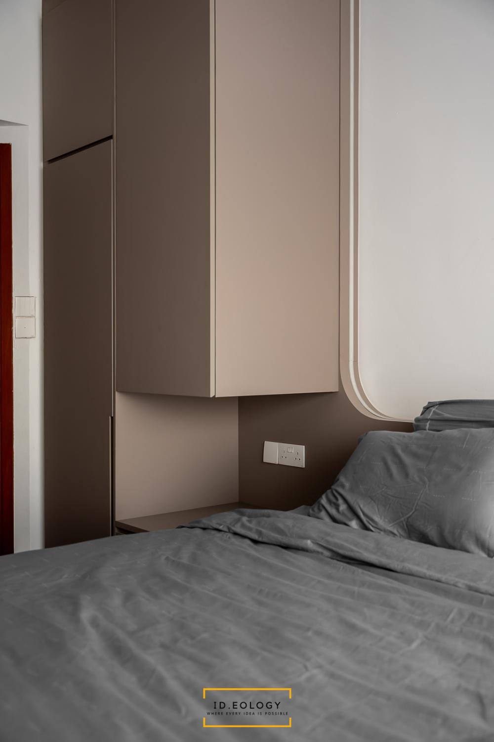 Contemporary Bedroom with Cement Floor and Granite Floor