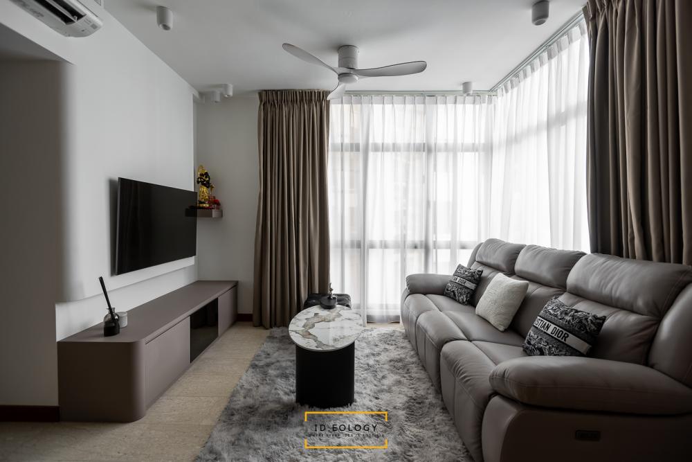 Contemporary Living Room with TV Console and Feature Wall