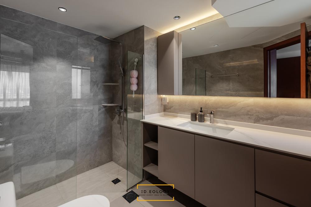 Contemporary Bathroom with Granite Floor and Marble Floor