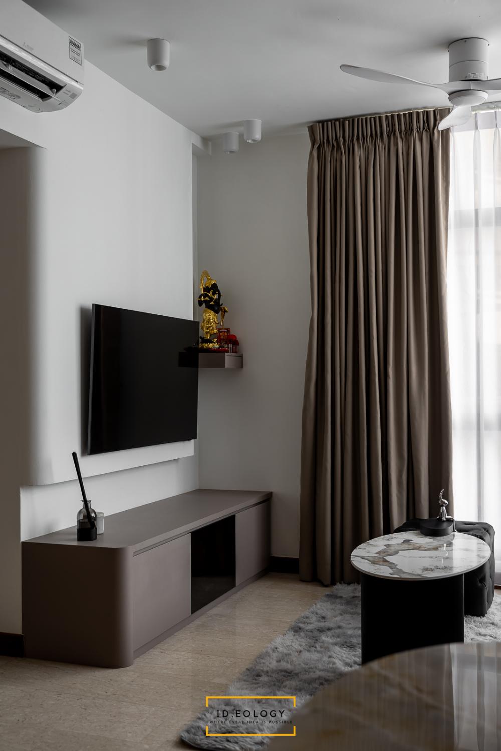 Contemporary Living Room with Drop Ceiling and Ceiling Light
