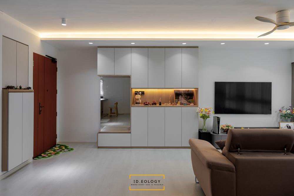 Contemporary Living Room with TV Console and Feature Wall