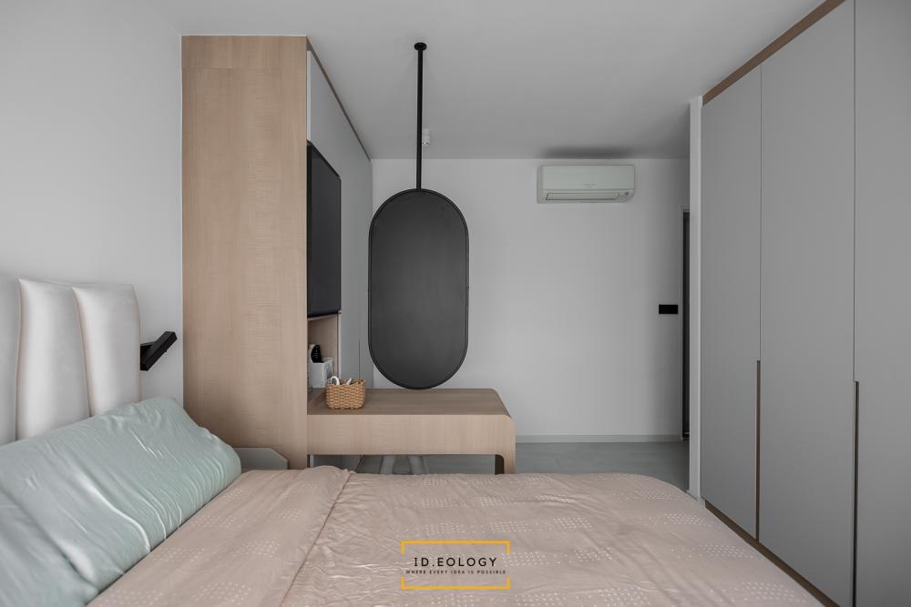 Contemporary Bedroom with Cement Floor and Granite Floor