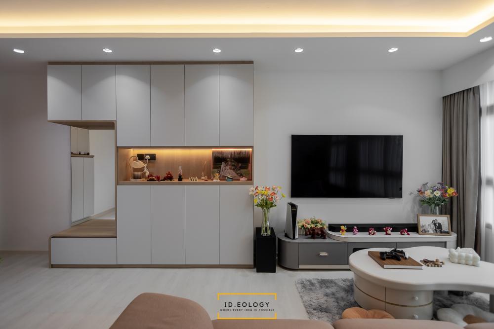 Contemporary Living Room with Granite Floor and Marble Floor